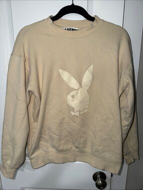 PLAYBOY Beige Crewneck Sweatshirt with Bunny Logo - Men